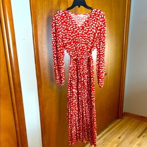 Elegant Red Polka Dot Dress